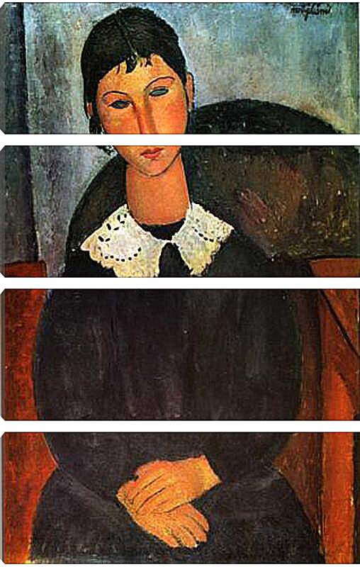 Модульная картина - Elvira with a white collar. Эльвира. Портрет девушки с белом воротничком. Амедео Модильяни