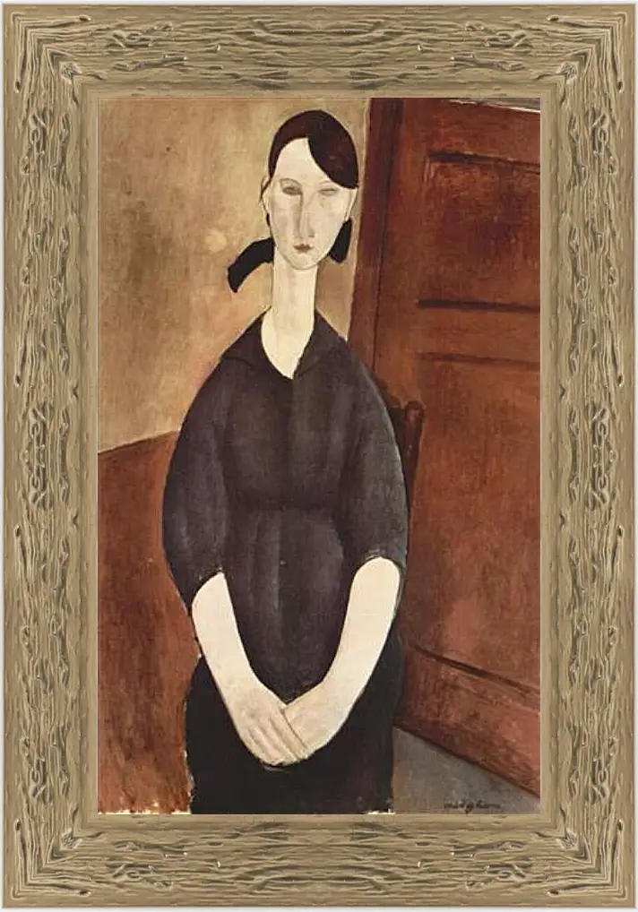 Картина в раме - Portrat der Paulette Jourdain. Портрет Полетт Журден. Амедео Модильяни
