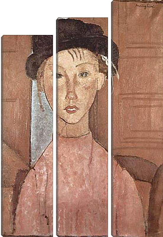 Модульная картина - Madchen mit Hut. Девушка в шляпе. Амедео Модильяни