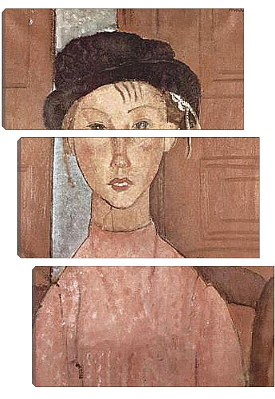 Модульная картина - Madchen mit Hut. Девушка в шляпе. Амедео Модильяни