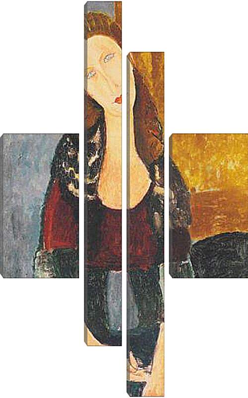 Модульная картина - Jeanne Hebutern. Портрет Жанны Эбютерн. Амедео Модильяни