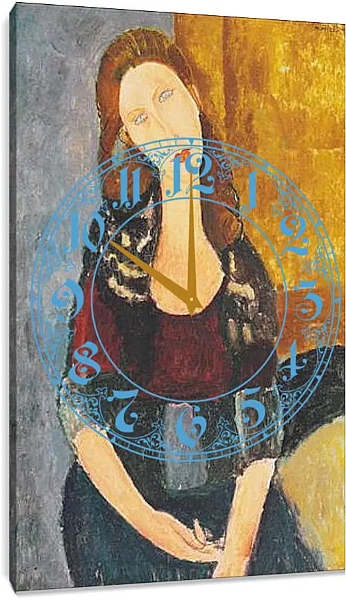 Часы картина - Jeanne Hebutern. Портрет Жанны Эбютерн. Амедео Модильяни