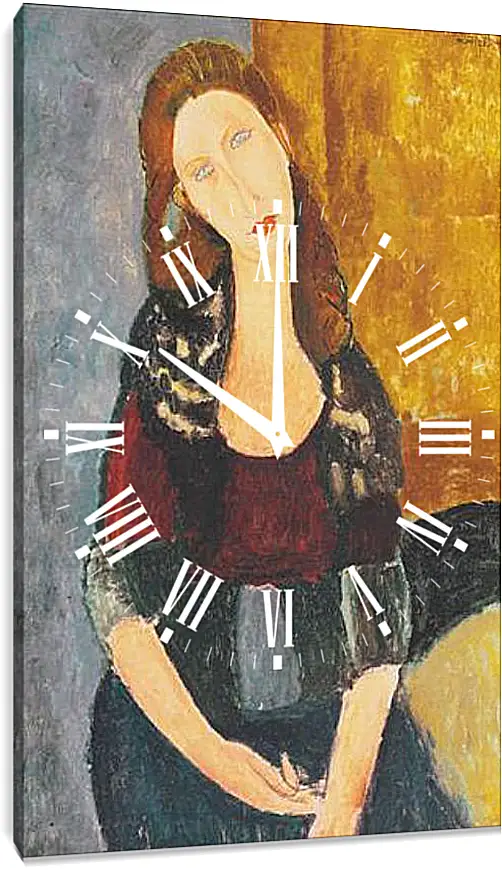 Часы картина - Jeanne Hebutern. Портрет Жанны Эбютерн. Амедео Модильяни