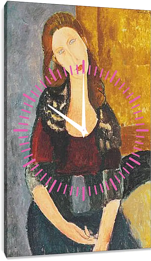 Часы картина - Jeanne Hebutern. Портрет Жанны Эбютерн. Амедео Модильяни