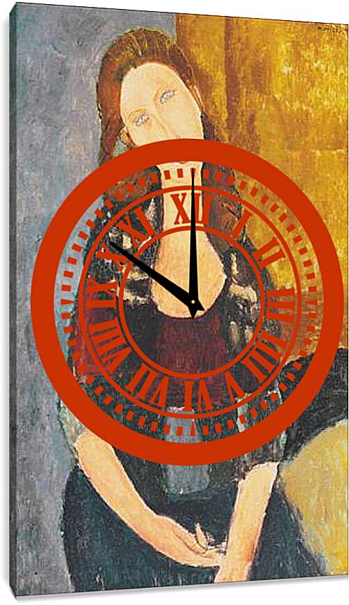 Часы картина - Jeanne Hebutern. Портрет Жанны Эбютерн. Амедео Модильяни