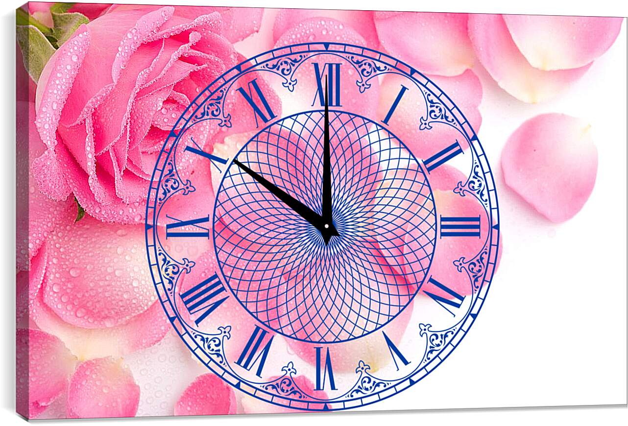 Часы картина - Роза и лепестки