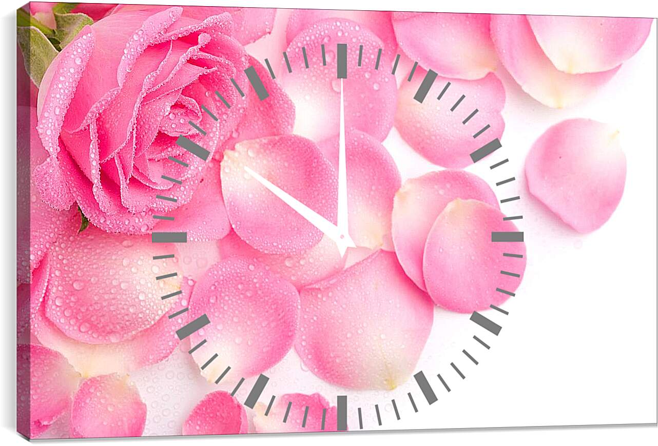 Часы картина - Роза и лепестки