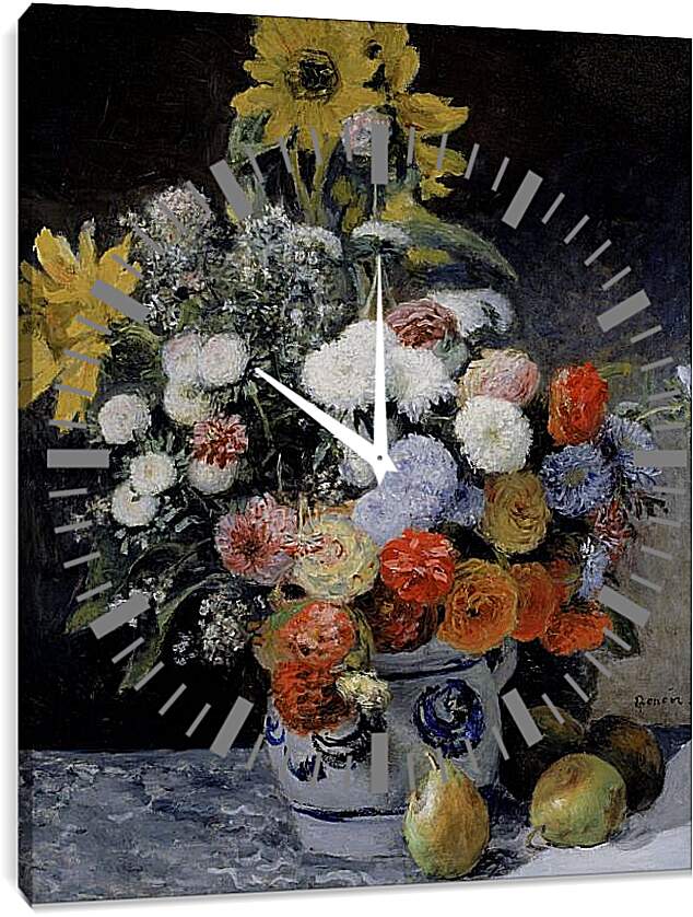 Часы картина - Цветочный натюрморт. Пьер Огюст Ренуар
