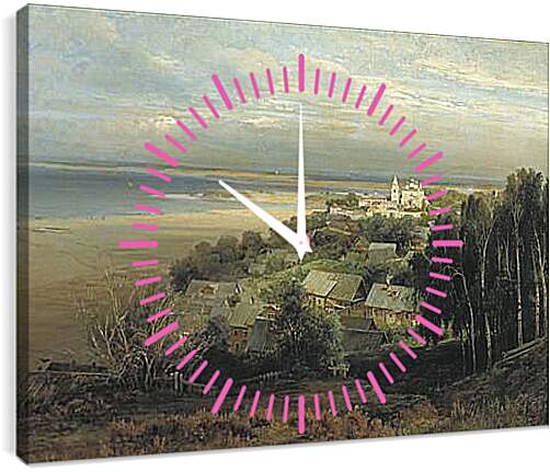 Часы картина - Печерский монастырь под Нижним Новгородом. Саврасов Алексей