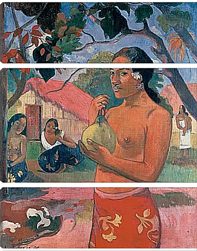 Модульная картина - Woman Holding a Fruit (Eu haere ia oe). Поль Гоген