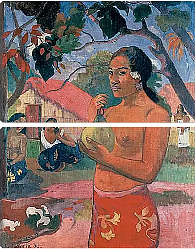 Модульная картина - Woman Holding a Fruit (Eu haere ia oe). Поль Гоген