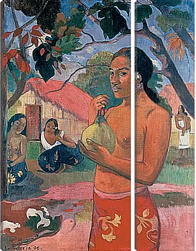 Модульная картина - Woman Holding a Fruit (Eu haere ia oe). Поль Гоген