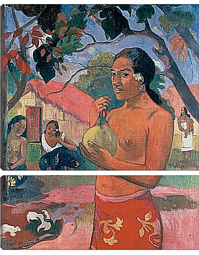 Модульная картина - Woman Holding a Fruit (Eu haere ia oe). Поль Гоген