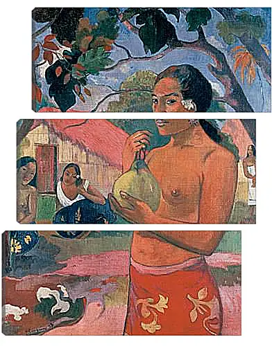 Модульная картина - Woman Holding a Fruit (Eu haere ia oe). Поль Гоген