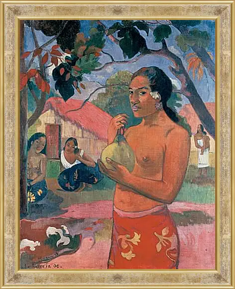 Картина в раме - Woman Holding a Fruit (Eu haere ia oe). Поль Гоген