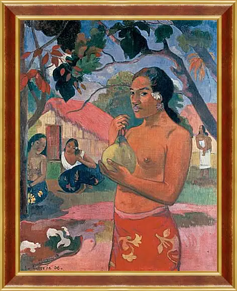 Картина в раме - Woman Holding a Fruit (Eu haere ia oe). Поль Гоген