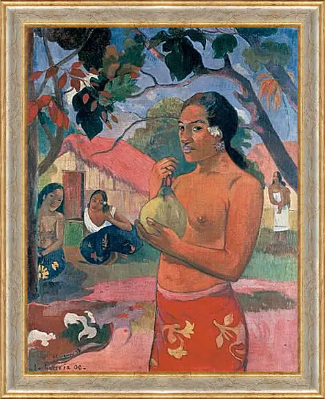 Картина в раме - Woman Holding a Fruit (Eu haere ia oe). Поль Гоген