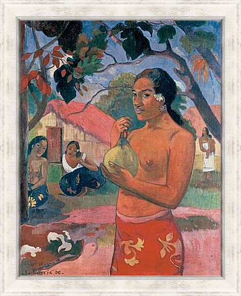 Картина в раме - Woman Holding a Fruit (Eu haere ia oe). Поль Гоген