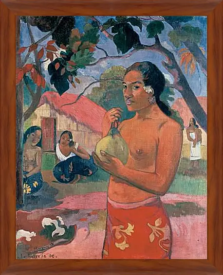 Картина в раме - Woman Holding a Fruit (Eu haere ia oe). Поль Гоген