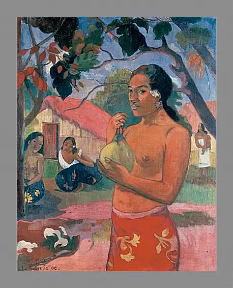 Картина в раме - Woman Holding a Fruit (Eu haere ia oe). Поль Гоген