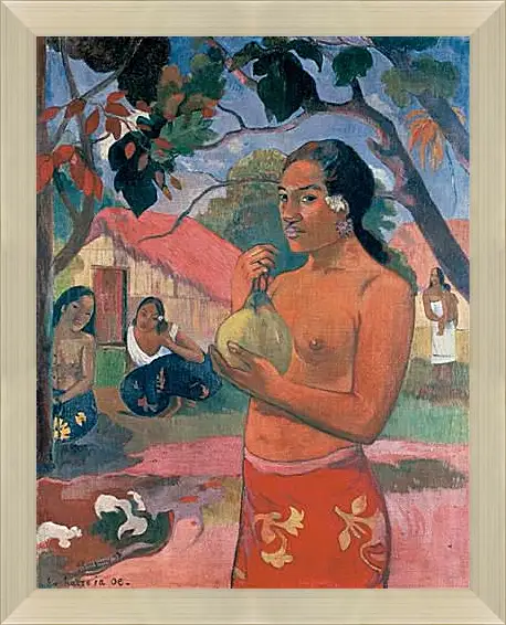 Картина в раме - Woman Holding a Fruit (Eu haere ia oe). Поль Гоген