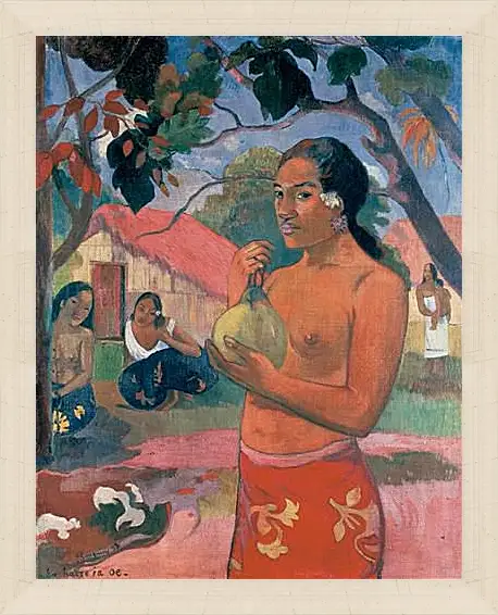 Картина в раме - Woman Holding a Fruit (Eu haere ia oe). Поль Гоген