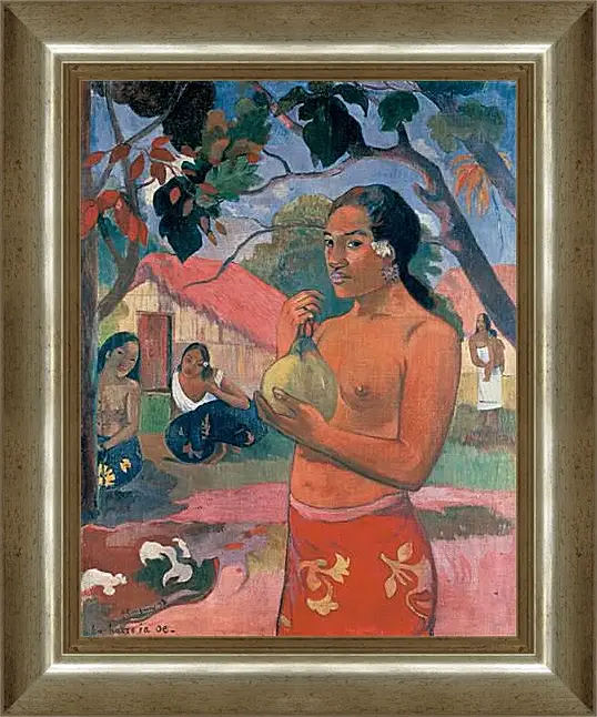 Картина в раме - Woman Holding a Fruit (Eu haere ia oe). Поль Гоген