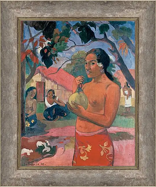 Картина в раме - Woman Holding a Fruit (Eu haere ia oe). Поль Гоген