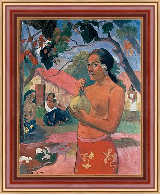 Картина в раме - Woman Holding a Fruit (Eu haere ia oe). Поль Гоген