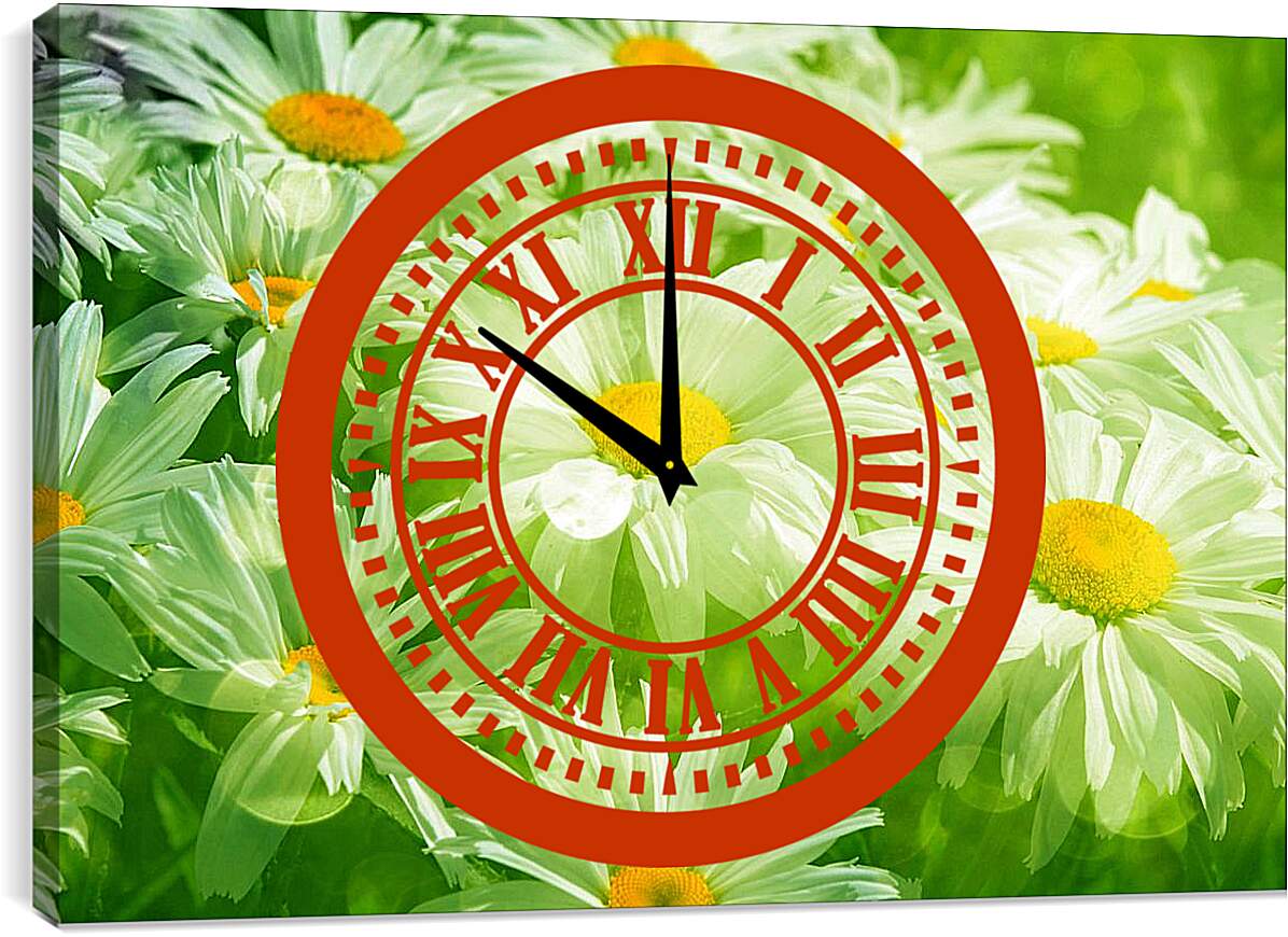 Часы картина - Ромашки в траве