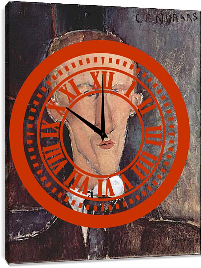 Часы картина - Blaise Cendrars. Портрет Блеза Сандрара. Амедео Модильяни