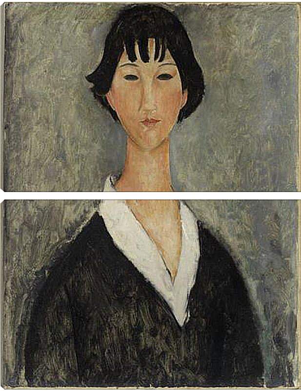 Модульная картина - Jeune Fille Aux Cheveux Noirs. Девушка с черными волосами. Амедео Модильяни
