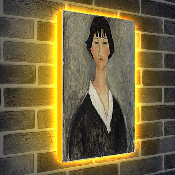 Лайтбокс световая панель - Jeune Fille Aux Cheveux Noirs. Девушка с черными волосами. Амедео Модильяни