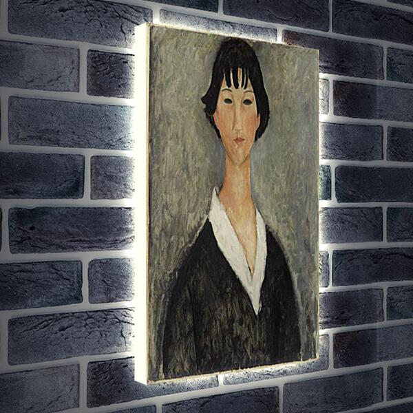 Лайтбокс световая панель - Jeune Fille Aux Cheveux Noirs. Девушка с черными волосами. Амедео Модильяни