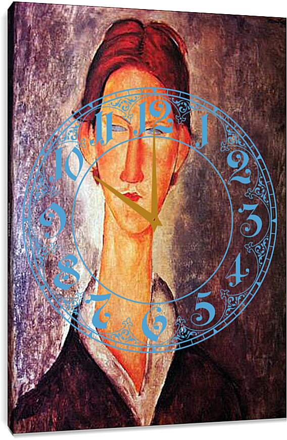 Часы картина - Young Man (Student). Портрет студента. Амедео Модильяни