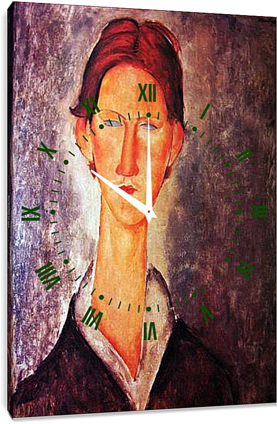 Часы картина - Young Man (Student). Портрет студента. Амедео Модильяни