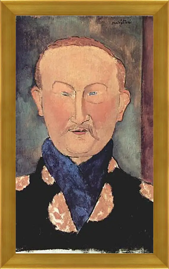 Картина в раме - Portrait of Leon Bakst. Портрет Леона Бакста. Амедео Модильяни