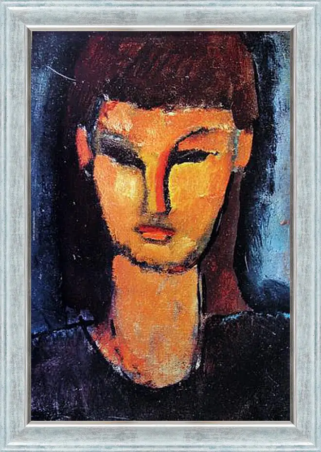 Картина в раме - Head of a young woman. Голова молодой женщины. Амедео Модильяни