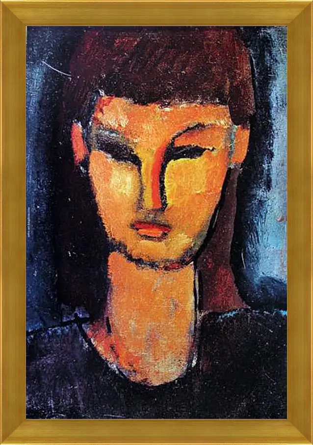 Картина в раме - Head of a young woman. Голова молодой женщины. Амедео Модильяни