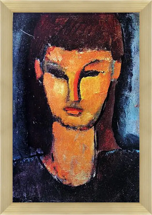 Картина в раме - Head of a young woman. Голова молодой женщины. Амедео Модильяни