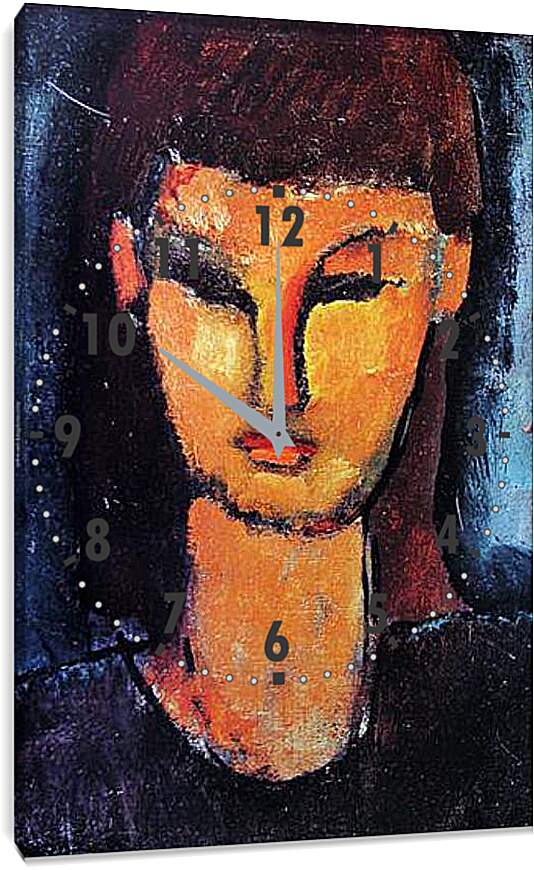Часы картина - Head of a young woman. Голова молодой женщины. Амедео Модильяни