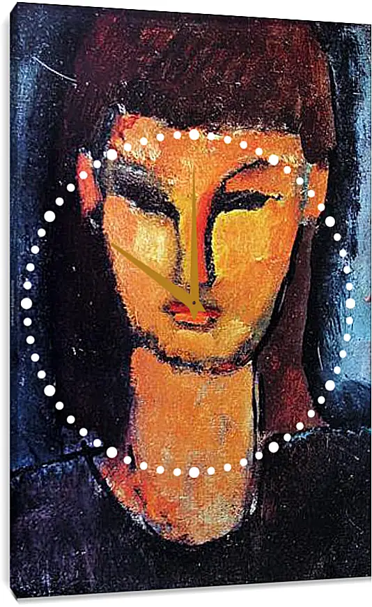 Часы картина - Head of a young woman. Голова молодой женщины. Амедео Модильяни