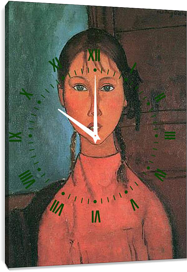 Часы картина - Madchen mit Zopfen. Девочка с косичками. Амедео Модильяни