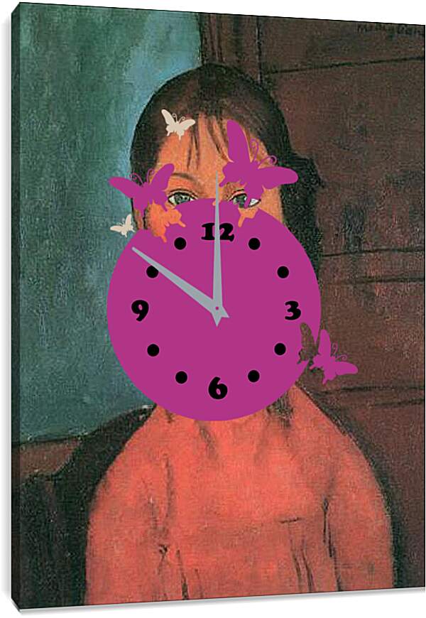Часы картина - Madchen mit Zopfen. Девочка с косичками. Амедео Модильяни