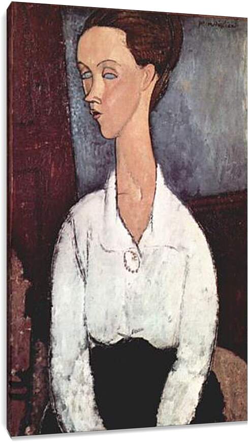 Постер и плакат - Portrait of Lunia Czechowska in white blouse. Портрет Лунии Чеховской. Амедео Модильяни