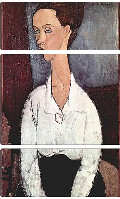 Модульная картина - Portrait of Lunia Czechowska in white blouse. Портрет Лунии Чеховской. Амедео Модильяни