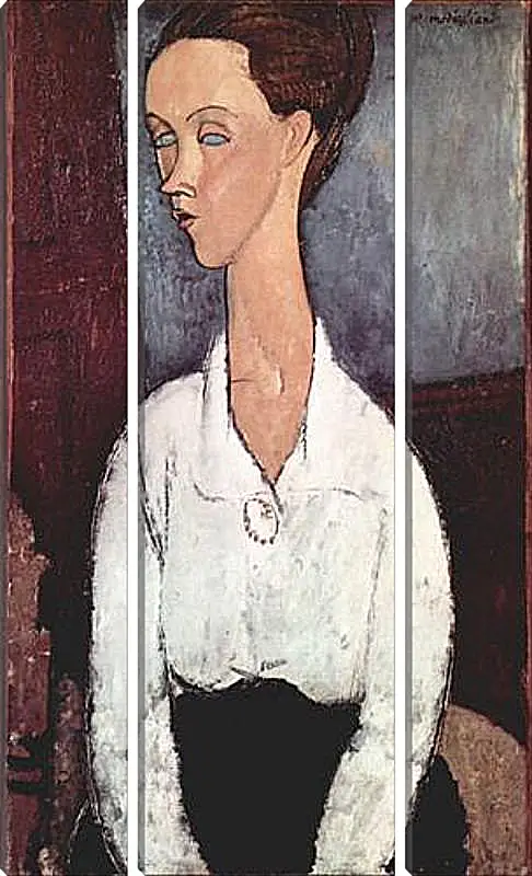 Модульная картина - Portrait of Lunia Czechowska in white blouse. Портрет Лунии Чеховской. Амедео Модильяни