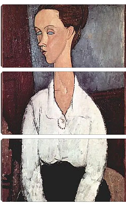 Модульная картина - Portrait of Lunia Czechowska in white blouse. Портрет Лунии Чеховской. Амедео Модильяни