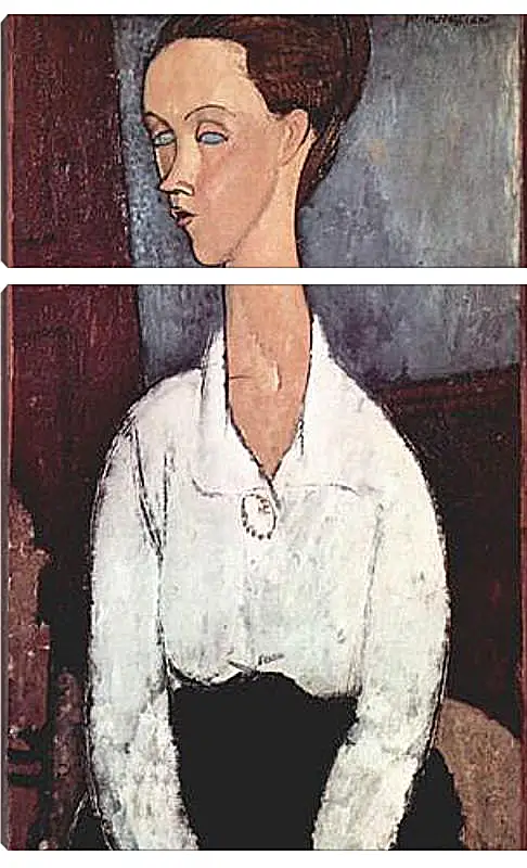 Модульная картина - Portrait of Lunia Czechowska in white blouse. Портрет Лунии Чеховской. Амедео Модильяни