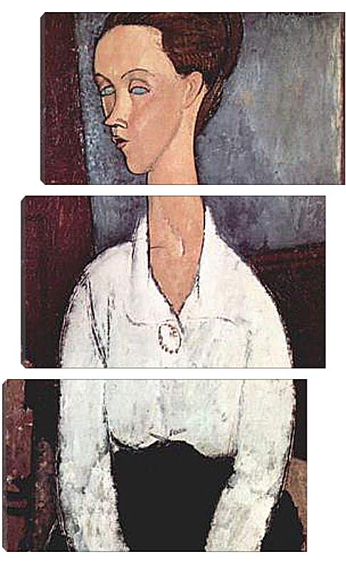 Модульная картина - Portrait of Lunia Czechowska in white blouse. Портрет Лунии Чеховской. Амедео Модильяни